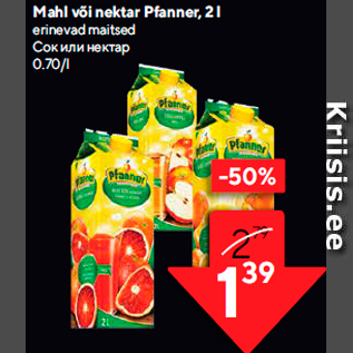 Allahindlus - Mahl või nektar Pfanner, 2 l