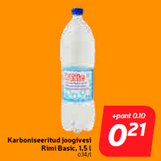 Allahindlus - Karboniseeritud joogivesi Rimi Basic, 1,5 l