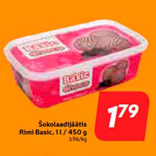 Allahindlus - Šokolaadijäätis Rimi Basic, 1 l / 450 g