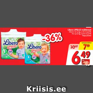 Allahindlus - Libero UP&GO mähkmed