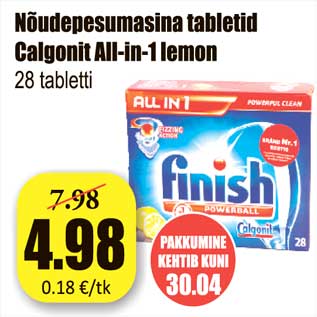 Allahindlus - Nõudepesumasina tabletid Calgonit All-in-1 lemon