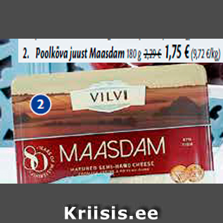 Allahindlus - 2. Poolkõva juust Maasdam 180 g