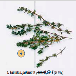 Allahindlus - 4. Tüümian, pakitud 15 g