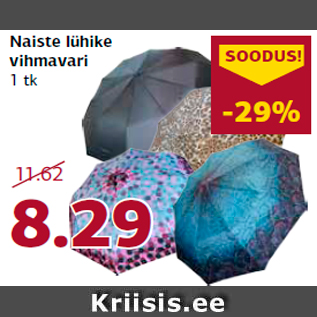 Allahindlus - Naiste lühike vihmavari 1 tk
