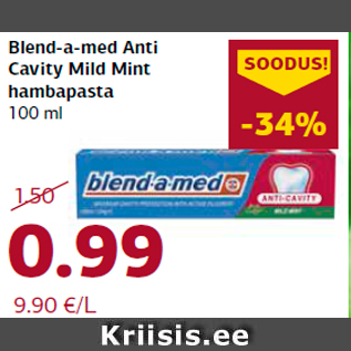 Allahindlus - Blend-a-med Anti Cavity Mild Mint hambapasta 100 ml