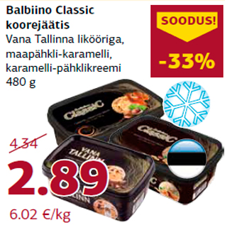 Allahindlus - Balbiino Classic koorejäätis