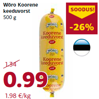 Allahindlus - Wõro Koorene keeduvorst 500 g