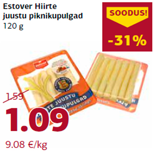 Allahindlus - Estover Hiirte juustu piknikupulgad 120 g