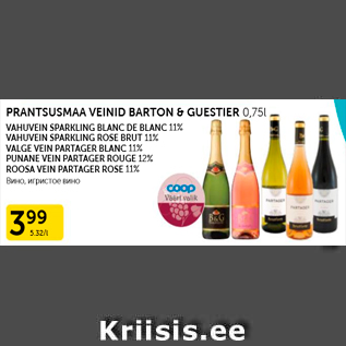 Allahindlus - PRANTSUSMAA VEINID BARTON&GUESTIER 0,75 L