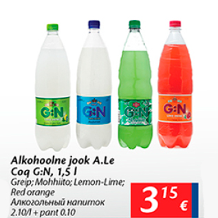 Allahindlus - Alkohoolne jook A.Le Coq G:N, 1,5 l