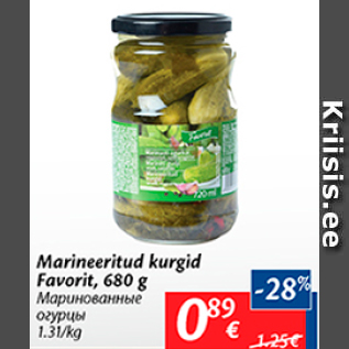 Allahindlus - Marineeritud kurgid Favorit, 680 g