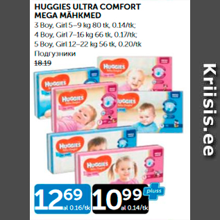 Allahindlus - HUGGIES ULTRA COMFORT MEGA MÄHKMED