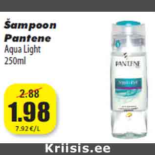 Allahindlus - Šampoon Pantene Aqua Light 250ml