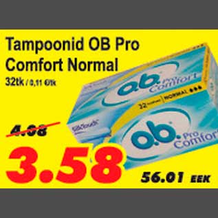 Allahindlus - Tampoonid OB Pro Comfort Normal