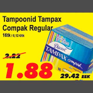 Allahindlus - Tampoonid Tampax Compak Regular