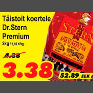 Allahindlus - Täistoit koertele Dr.Stern Premium