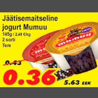 Allahindlus - Jäätisemaitseline jogurt Mumuu