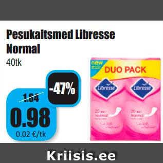 Скидка - Прокладки Libresse Normal 40 шт