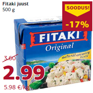 Allahindlus - Fitaki juust 500 g