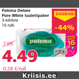 Allahindlus - Paloma Deluxe Pure White tualettpaber