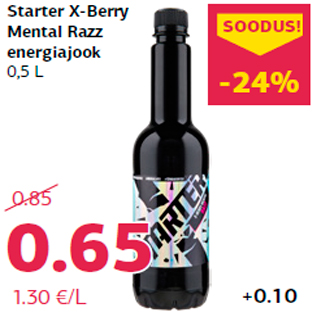 Allahindlus - Starter X-Berry Mental Razz energiajook 0,5 L