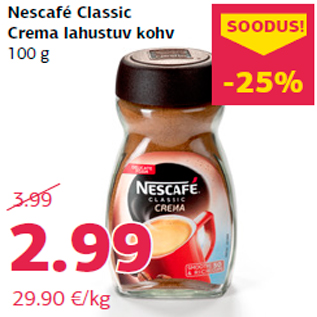 Allahindlus - Nescafé Classic Crema lahustuv kohv 100 g