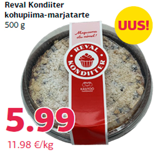 Allahindlus - Reval Kondiiter kohupiima-marjatarte 500 g