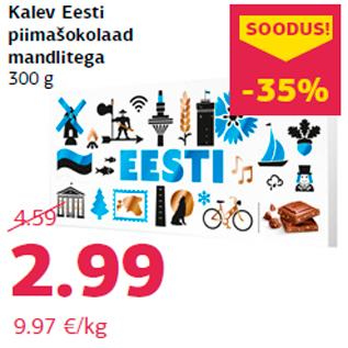 Allahindlus - Kalev Eesti piimašokolaad mandlitega 300 g