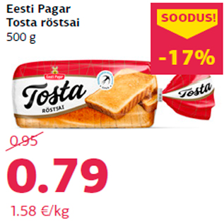 Allahindlus - Eesti Pagar Tosta röstsai 500 g