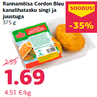 Allahindlus - Rannamõisa Cordon Bleu kanalihatasku singi ja juustuga 375 g