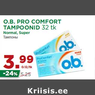 Allahindlus - O.B. PRO COMFORT TAMPOONID