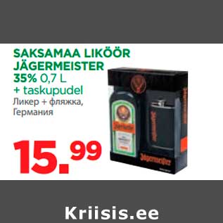 Allahindlus - SAKSAMAA LIKÖÖR JÄGERMEISTER 35% 0,7 L + taskupudel