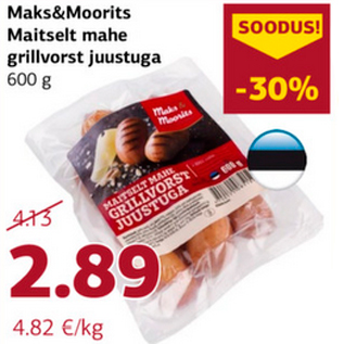 Allahindlus - Maks&Moorits Maitselt mahe grillvorst juustuga 600 g