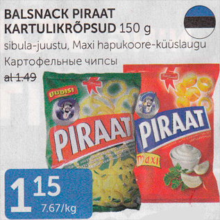 Allahindlus - BALSNACK PIRAAT KARTULIKRÕPSUD 150 G