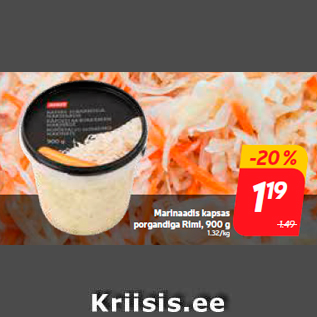 Скидка - Маринованная капуста с морковью Rimi, 900 г