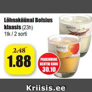 Allahindlus - Lõhnaküünal Bolsius klaasis