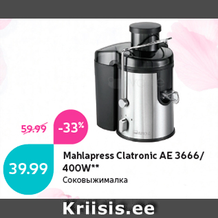 Allahindlus - Mahlapress Clatronic AE 3666/ 400W**