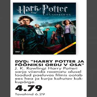 Allahindlus - DVD Harry Potter ja fööniksi ordu V osa