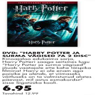 Allahindlus - DVD Harry Potter ja surma vägised 7A 2 disc