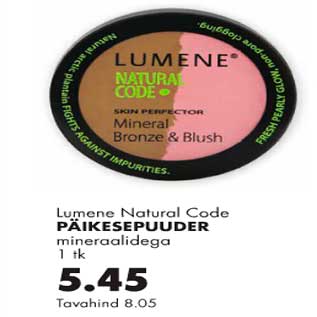 Allahindlus - Lumene Natural Code päikesepuuder