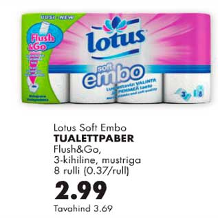 Allahindlus - Lotus Soft Embo tualettpaber Flush&Go