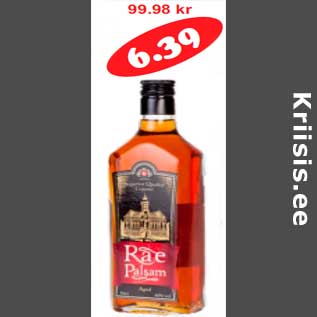 Allahindlus - Liköör Rae Palsam 40% 0,5 l*(12,78l)