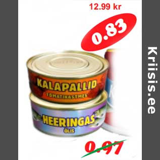 Allahindlus - Kalakonserv Heeringas õlis 240 g(3,46kg)