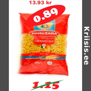 Allahindlus - Pasta Zara Väike sarveke 500 g(1,78kg)