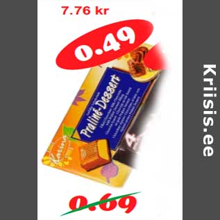 Allahindlus - Piimašokolaad Praline – Dessert 100 g(4,90kg)