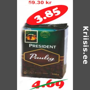 Allahindlus - Kohv President 500 g(7,70kg)