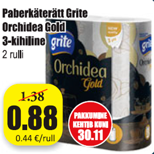 Allahindlus - Paberkäterätt Grite Orchidea Gold 3-kihiline