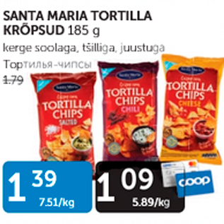 Allahindlus - SANTA MARIA TORTILLA KRÕPSUD 185 g