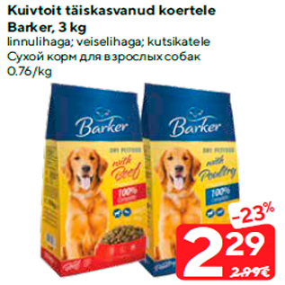 Allahindlus - Kuivtoit täiskasvanud koertele Barker, 3 kg