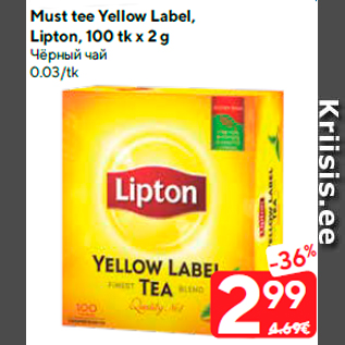 Allahindlus - Must tee Yellow Label, Lipton